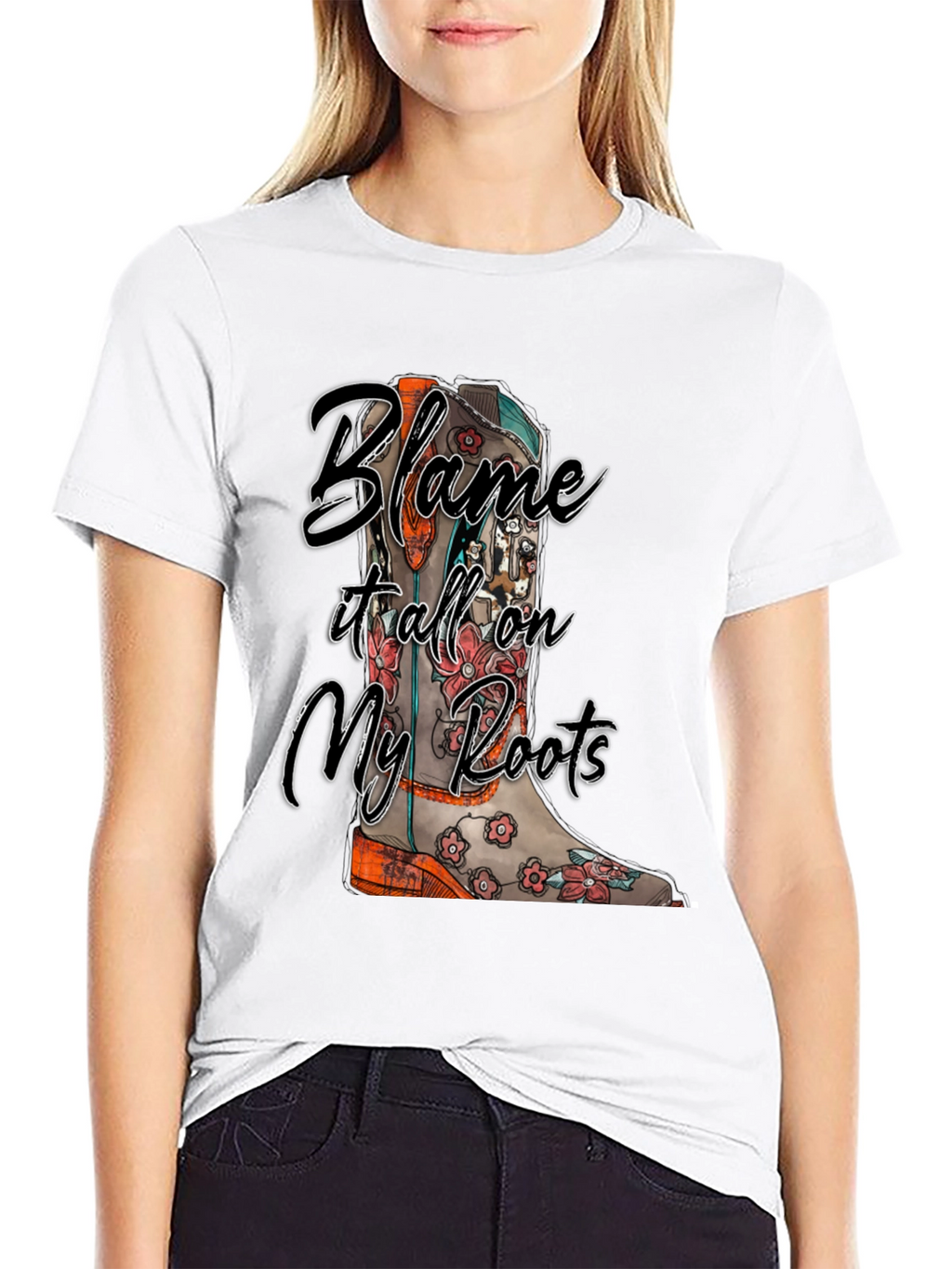 Blame It All On My Roots Black Graphic Tee