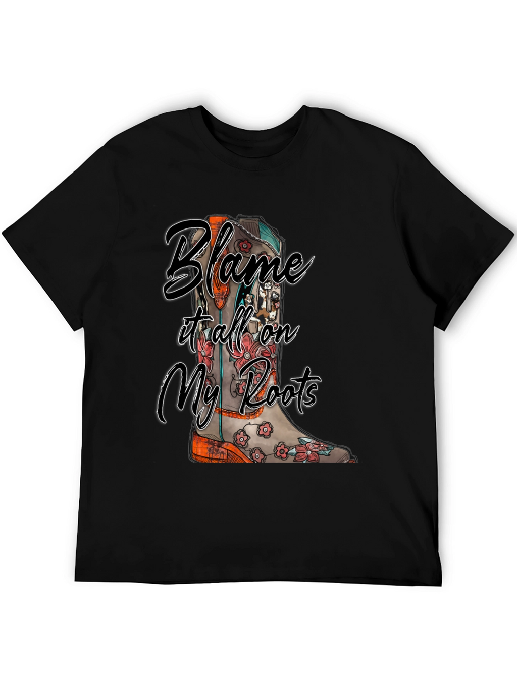 Blame It All On My Roots Black Graphic Tee