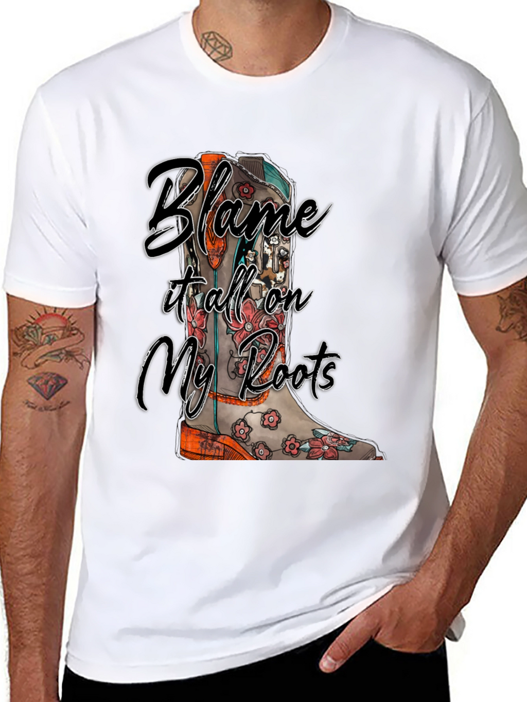 Blame It All On My Roots Black Graphic Tee