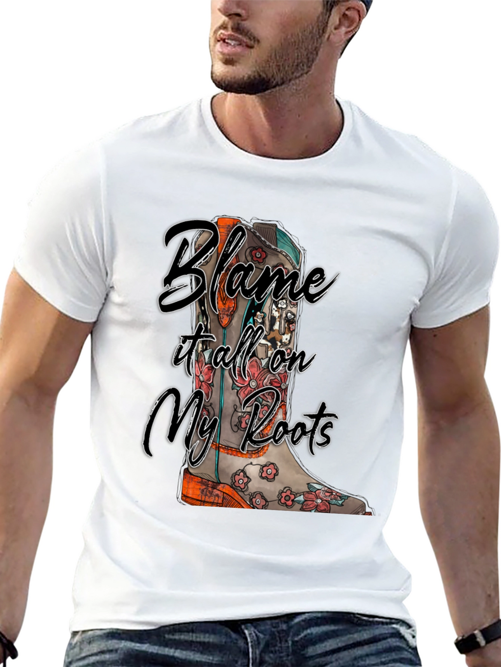Blame It All On My Roots Black Graphic Tee