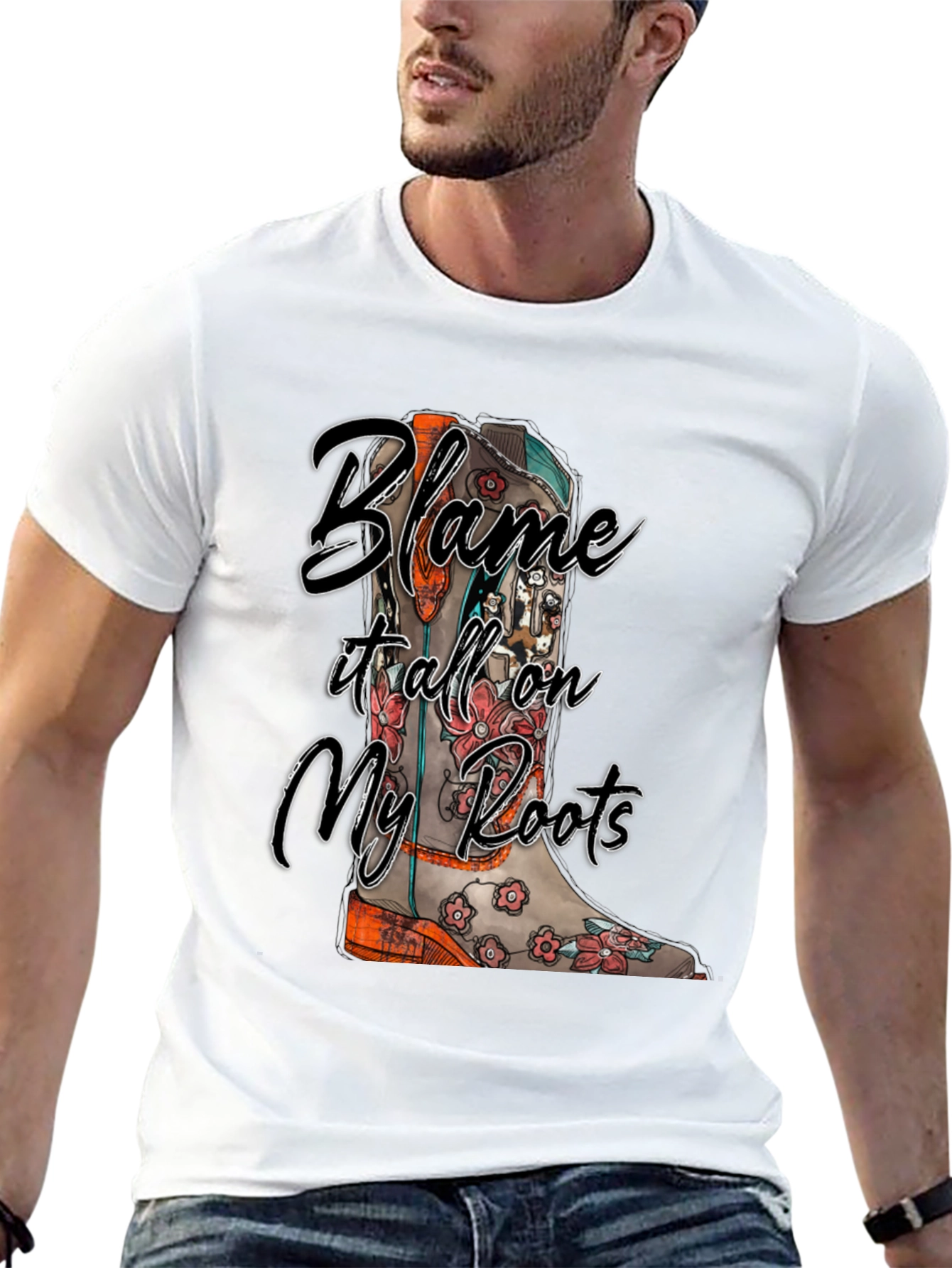 Blame It All On My Roots Black Graphic Tee