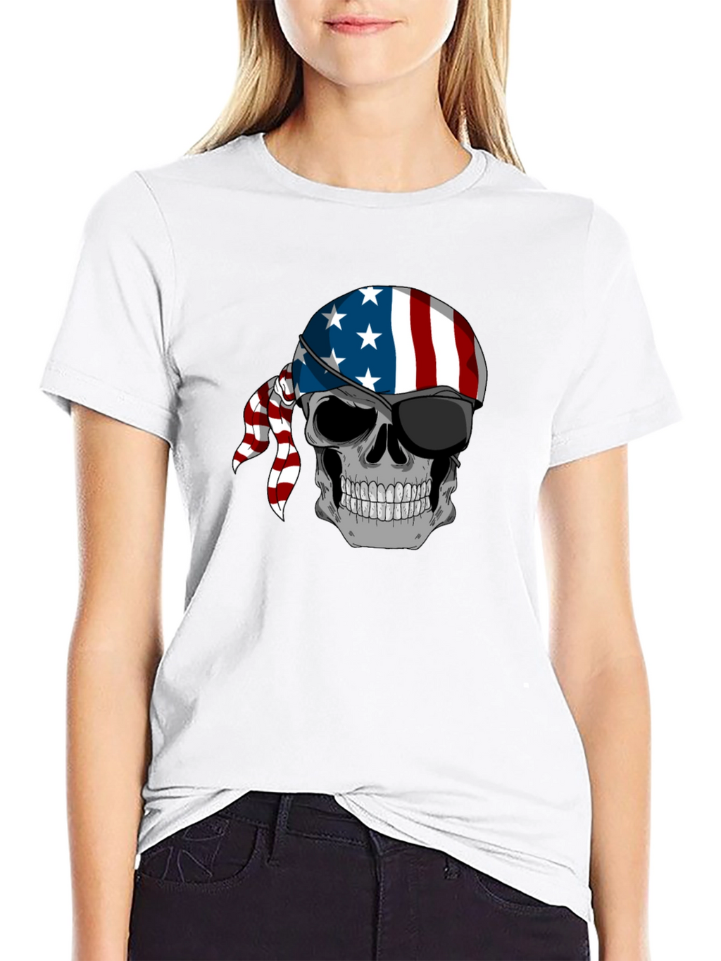 American Flag Skull Graphic T-Shirt
