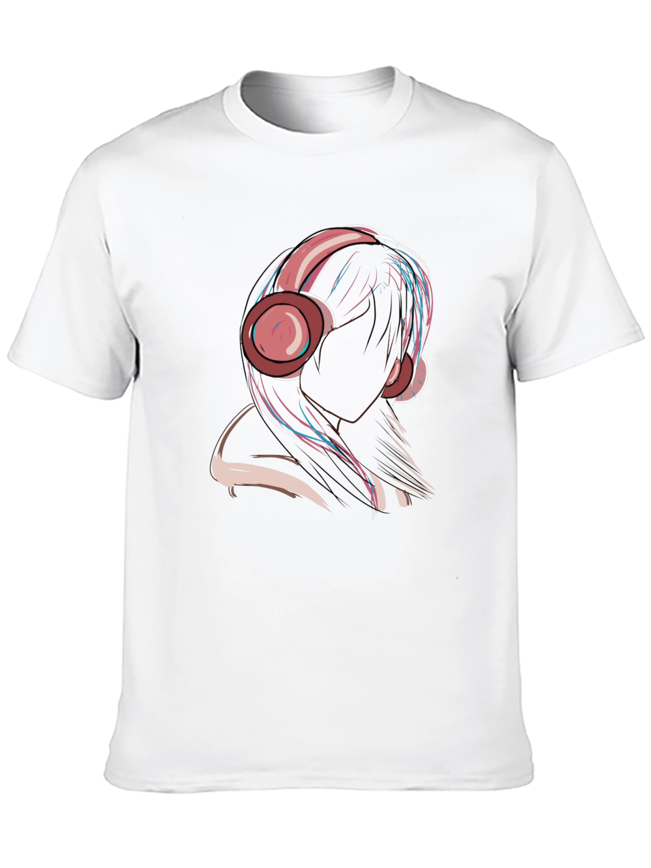Headphones Girl Graphic Tee - Trendy & Unique