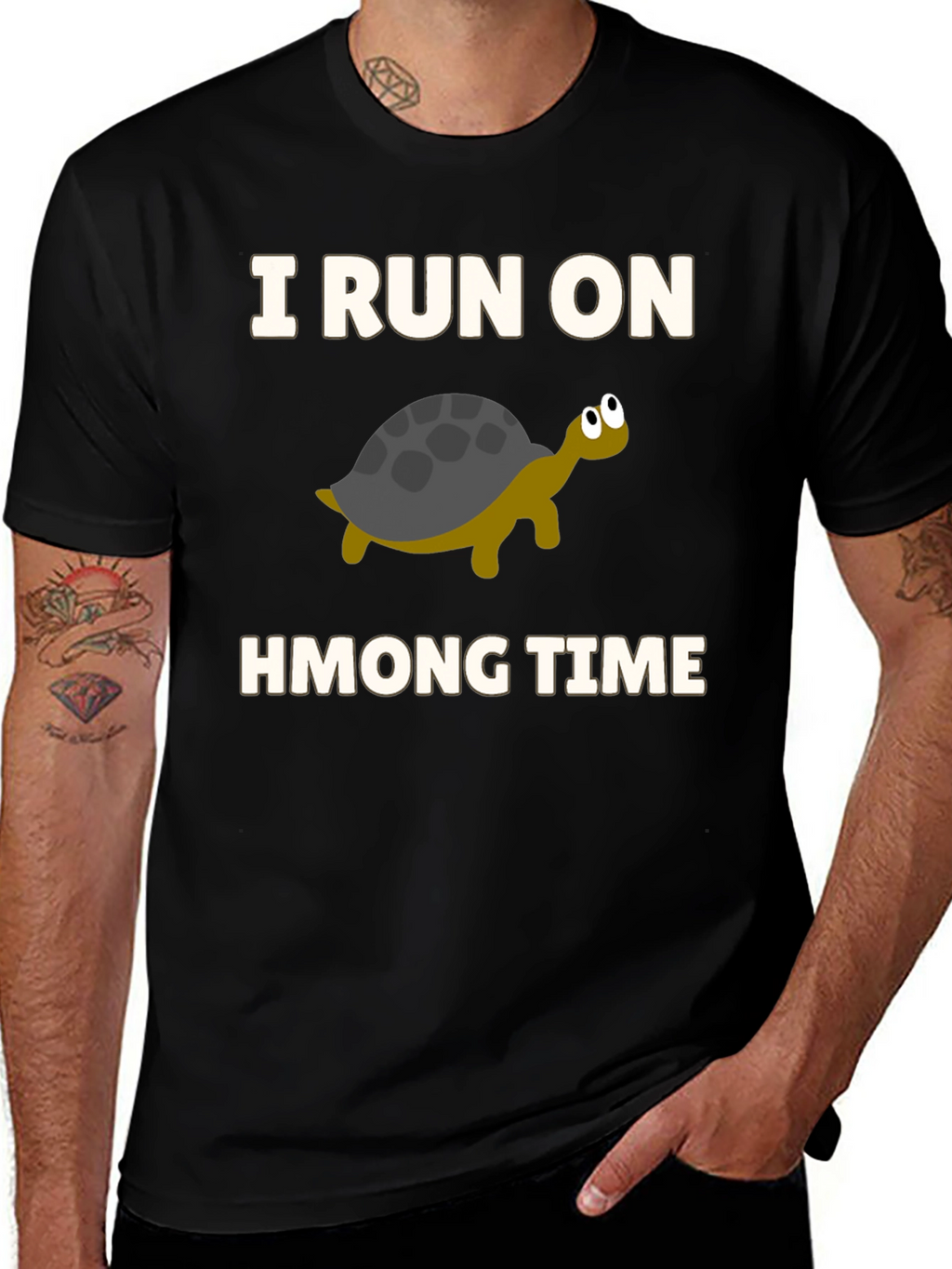 I Run on Hmong Time Turtle T-Shirt
