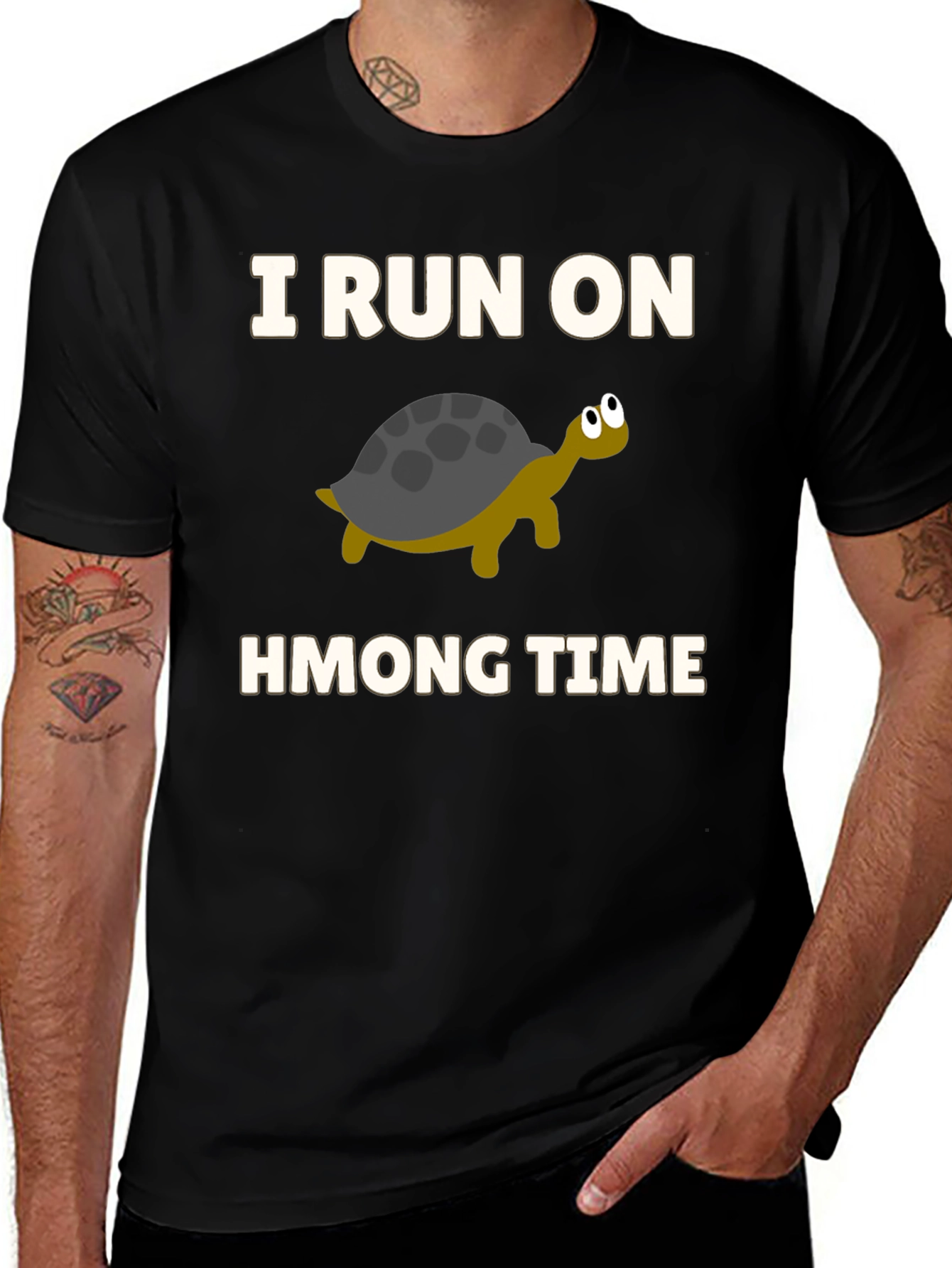 I Run on Hmong Time Turtle T-Shirt
