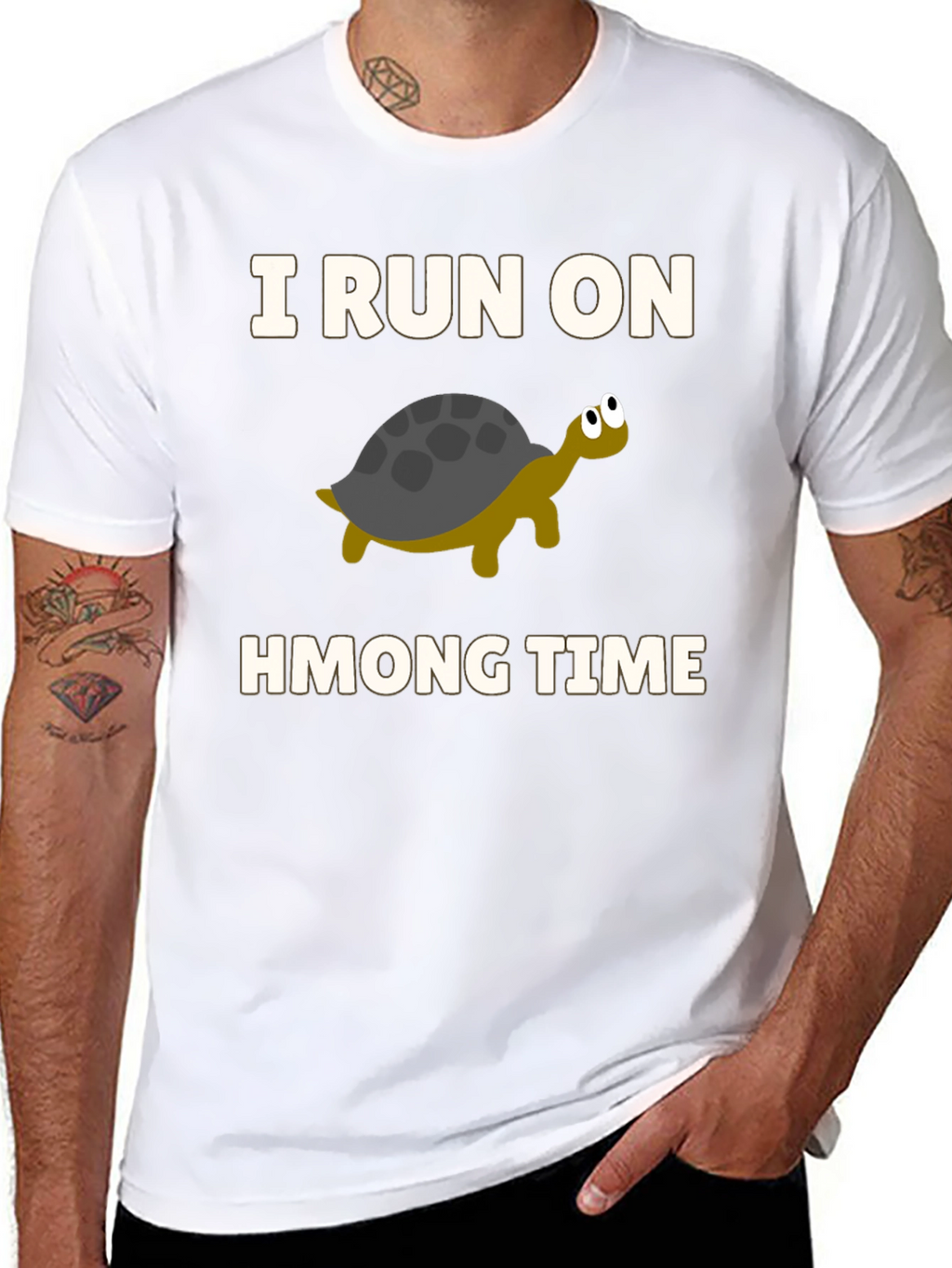 I Run on Hmong Time Turtle T-Shirt