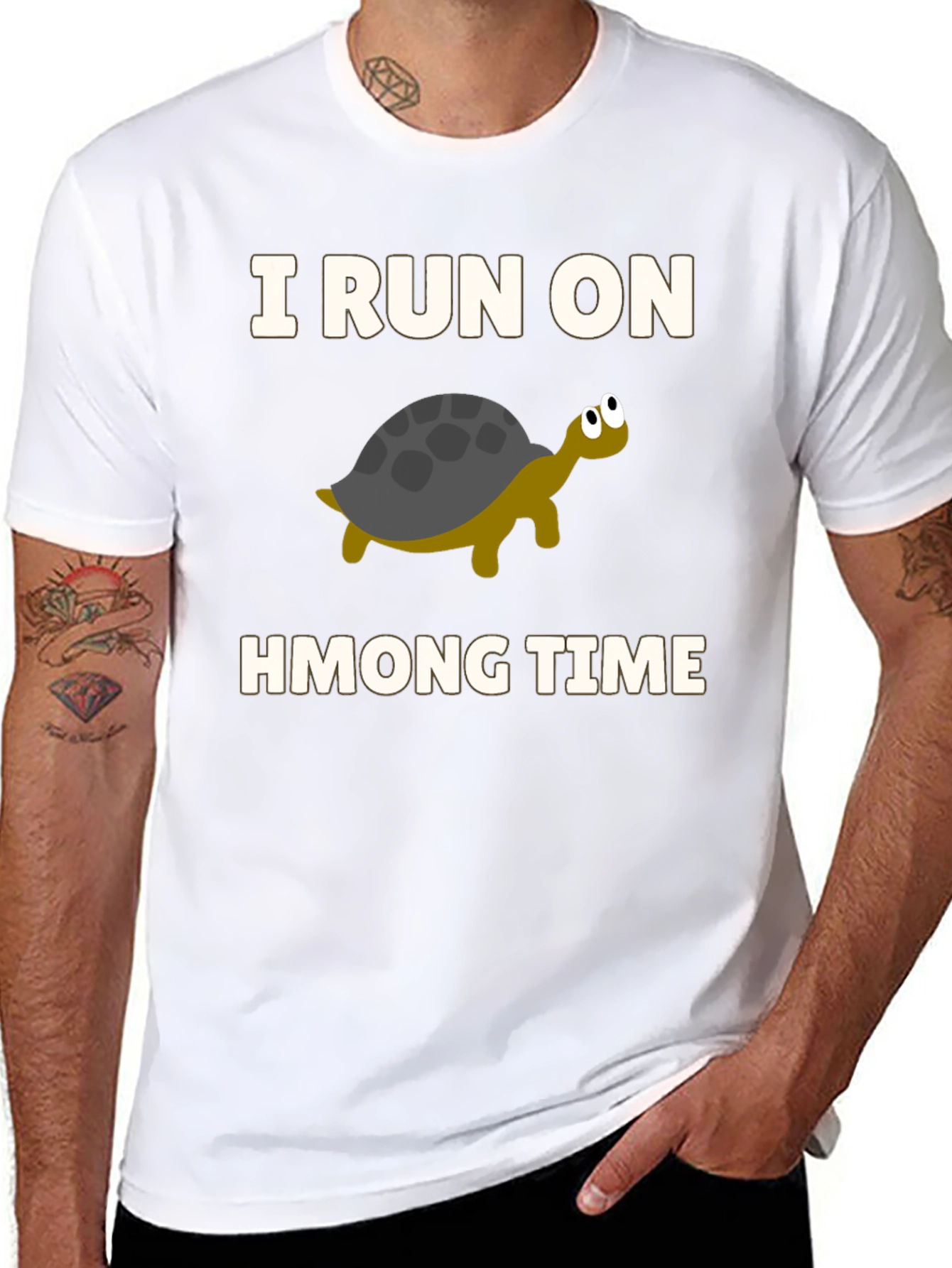 I Run on Hmong Time Turtle T-Shirt