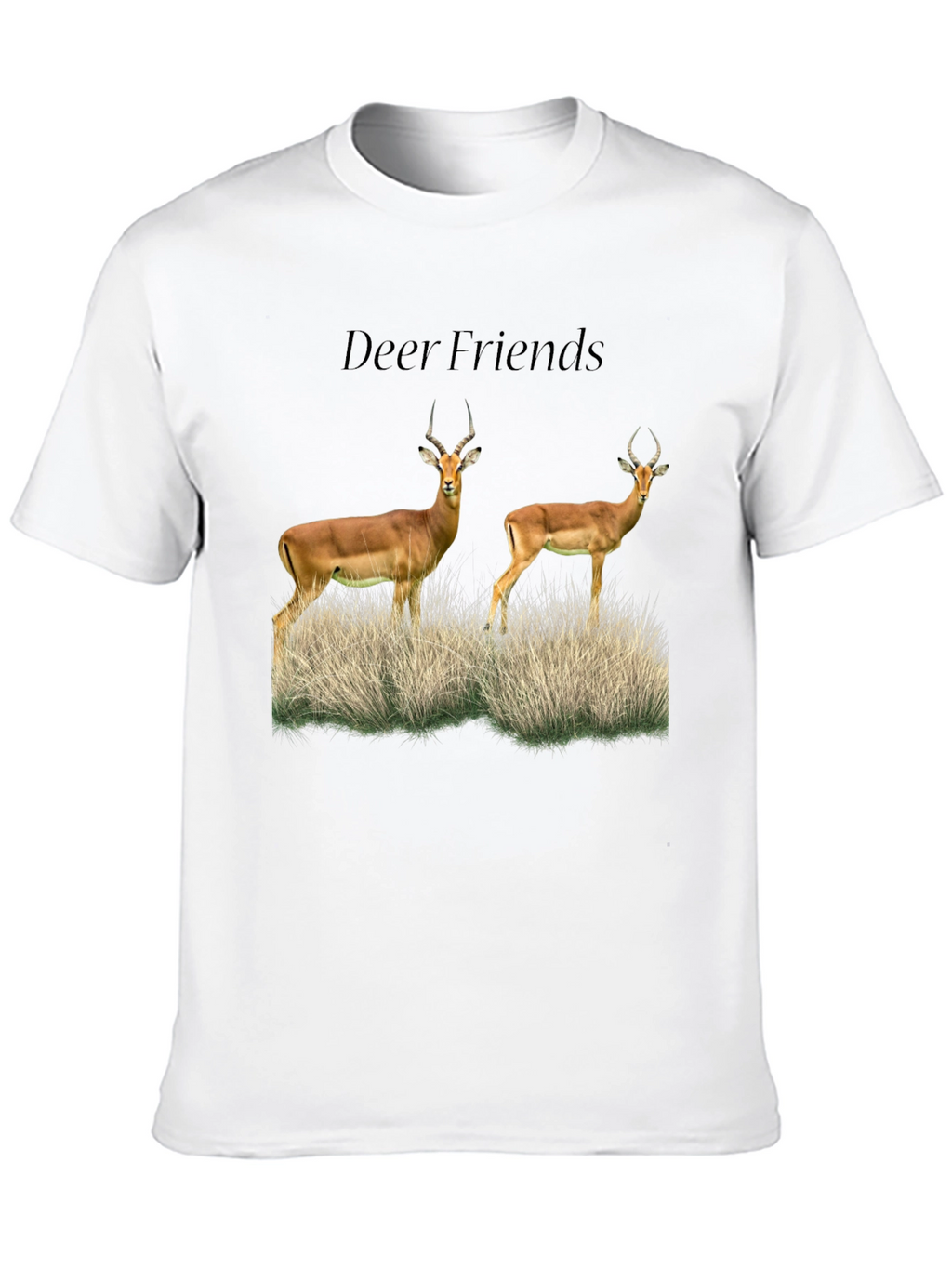 Deer Friends Graphic Tee - Black Casual T-Shirt
