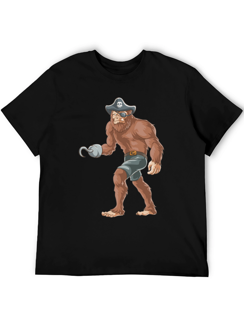 Pirate Bigfoot Graphic Tee - Black Cotton T-Shirt