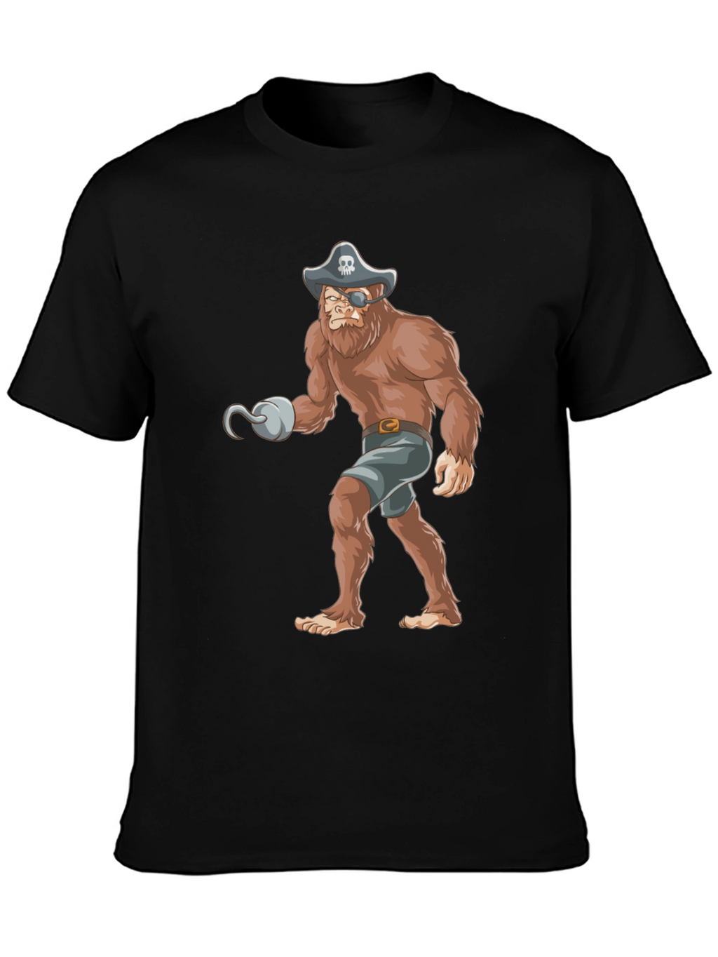 Pirate Bigfoot Graphic Tee - Black Cotton T-Shirt