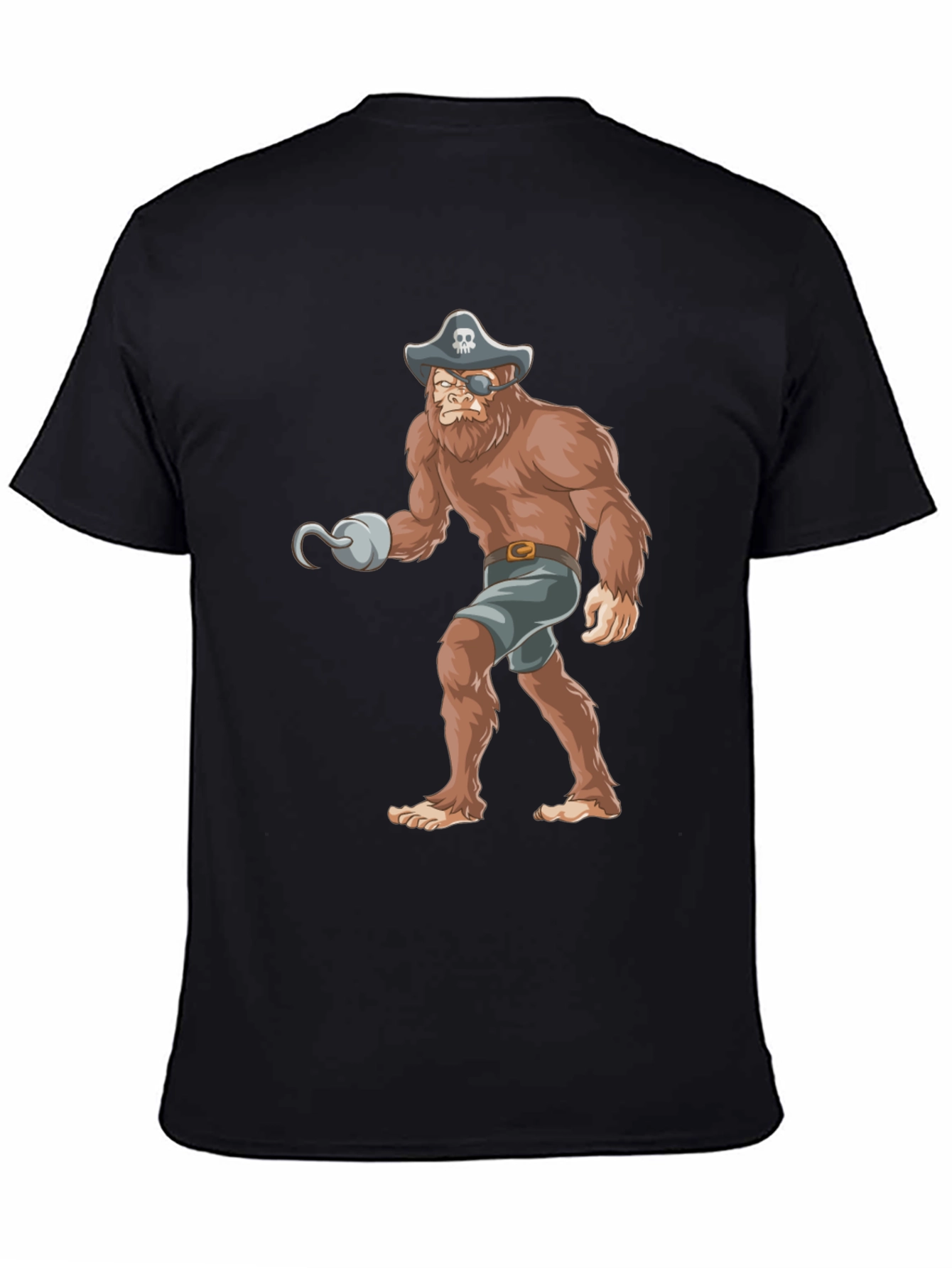 Pirate Bigfoot Graphic Tee - Black Cotton T-Shirt