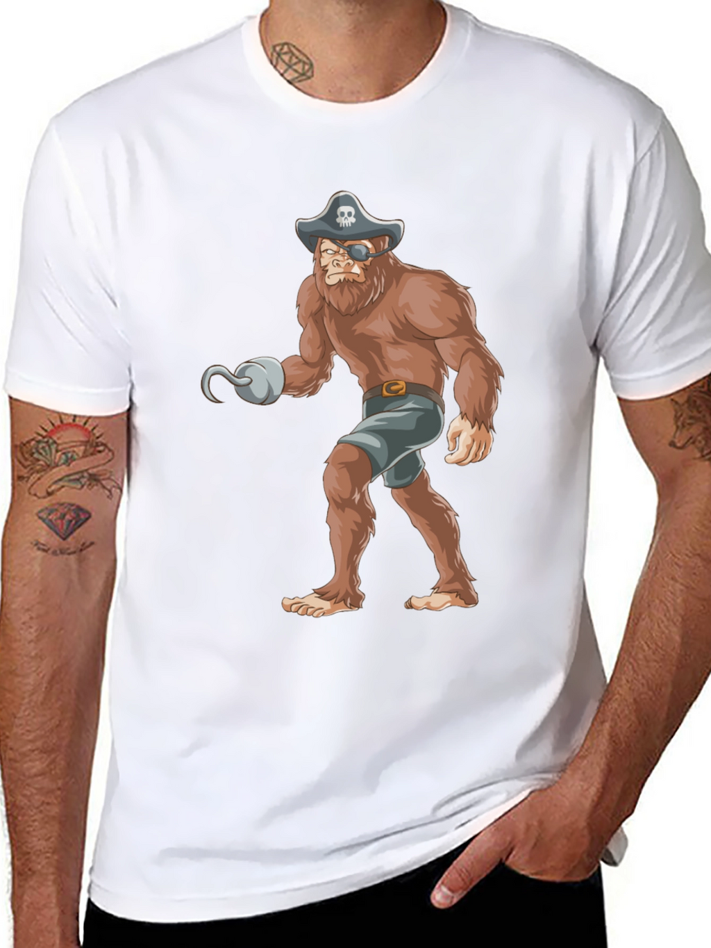 Pirate Bigfoot Graphic Tee - Black Cotton T-Shirt
