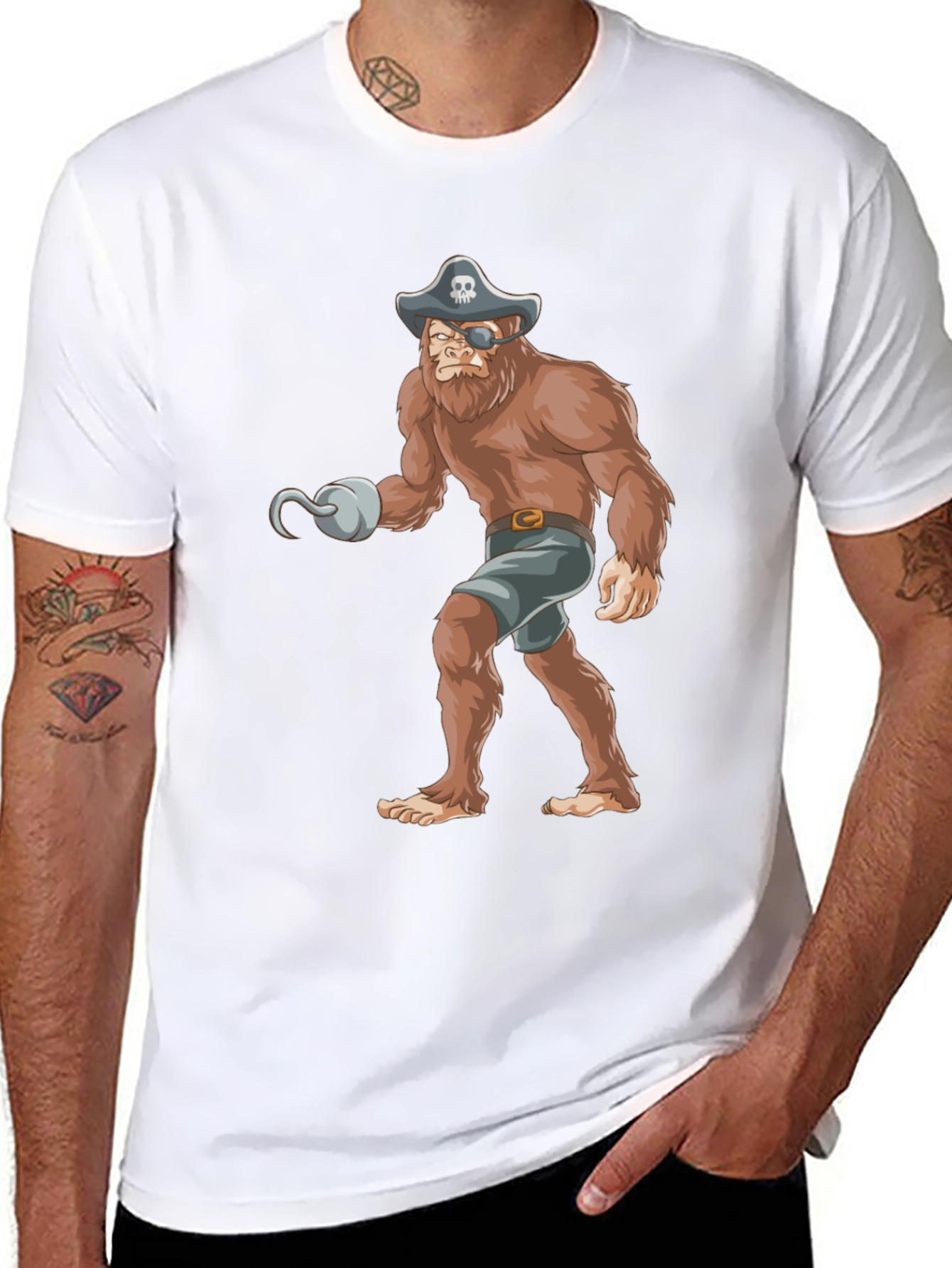 Pirate Bigfoot Graphic Tee - Black Cotton T-Shirt
