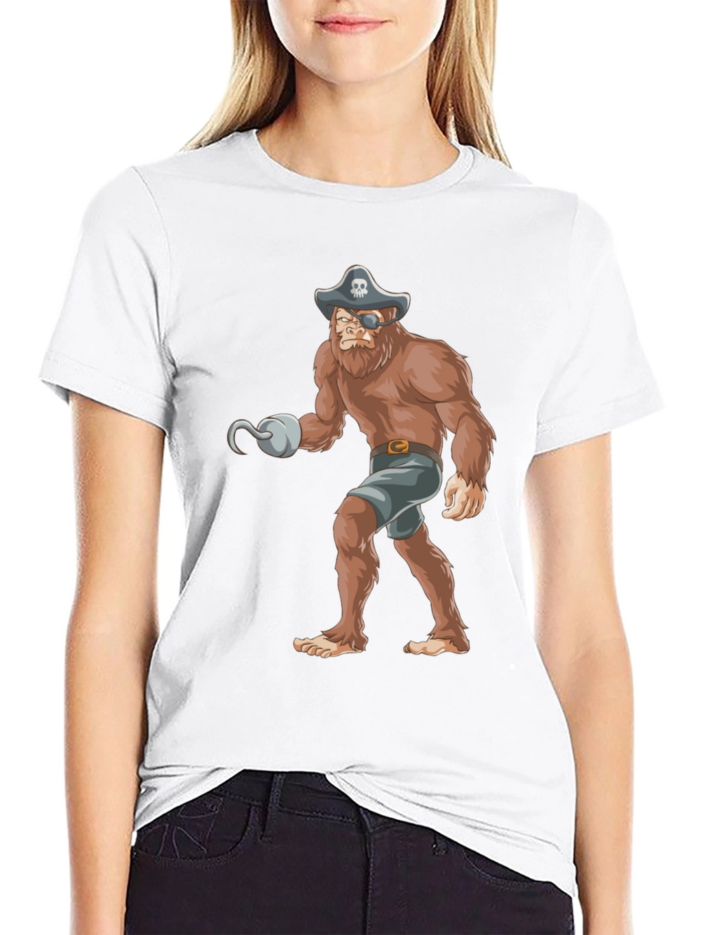 Pirate Bigfoot Graphic Tee - Black Cotton T-Shirt