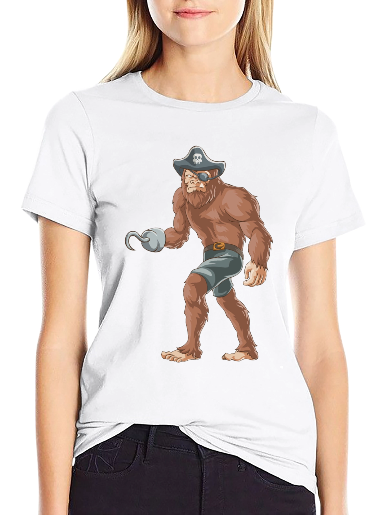 Pirate Bigfoot Graphic Tee - Black Cotton T-Shirt