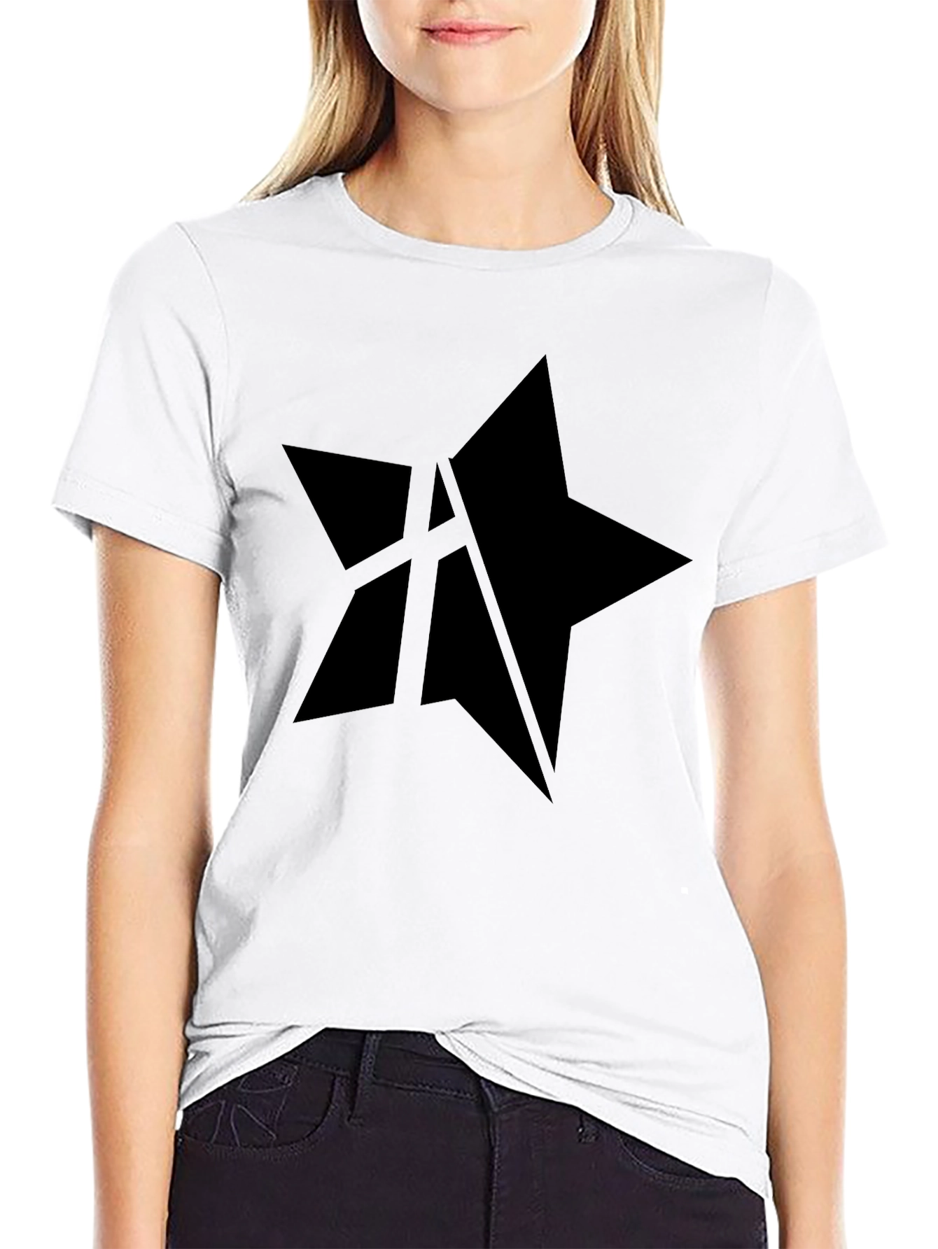 Mens Black Star Graphic Tee - Casual Style
