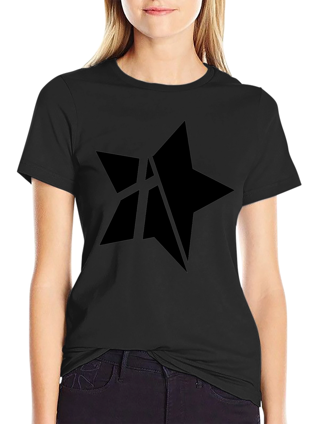 Mens Black Star Graphic Tee - Casual Style