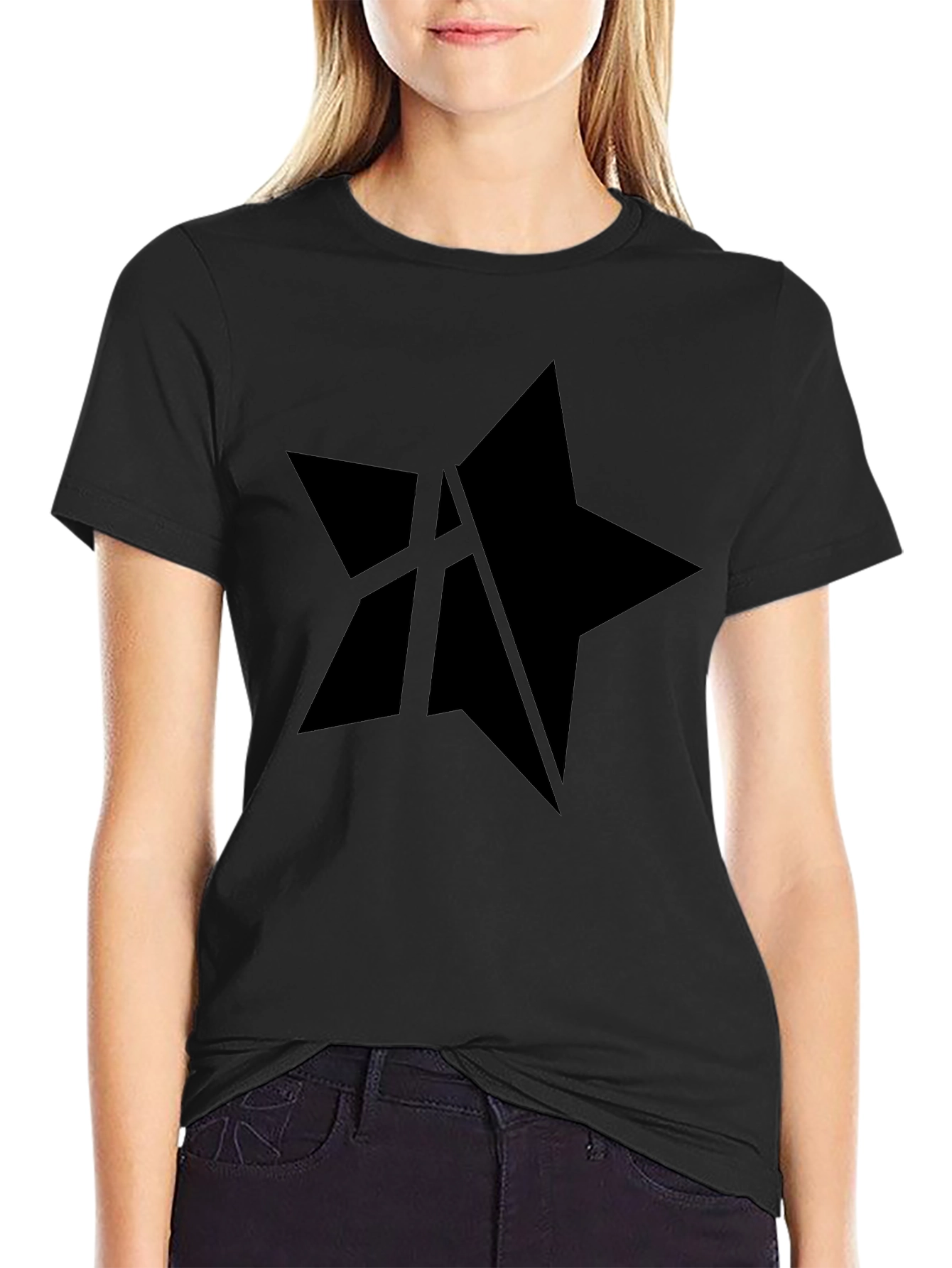 Mens Black Star Graphic Tee - Casual Style
