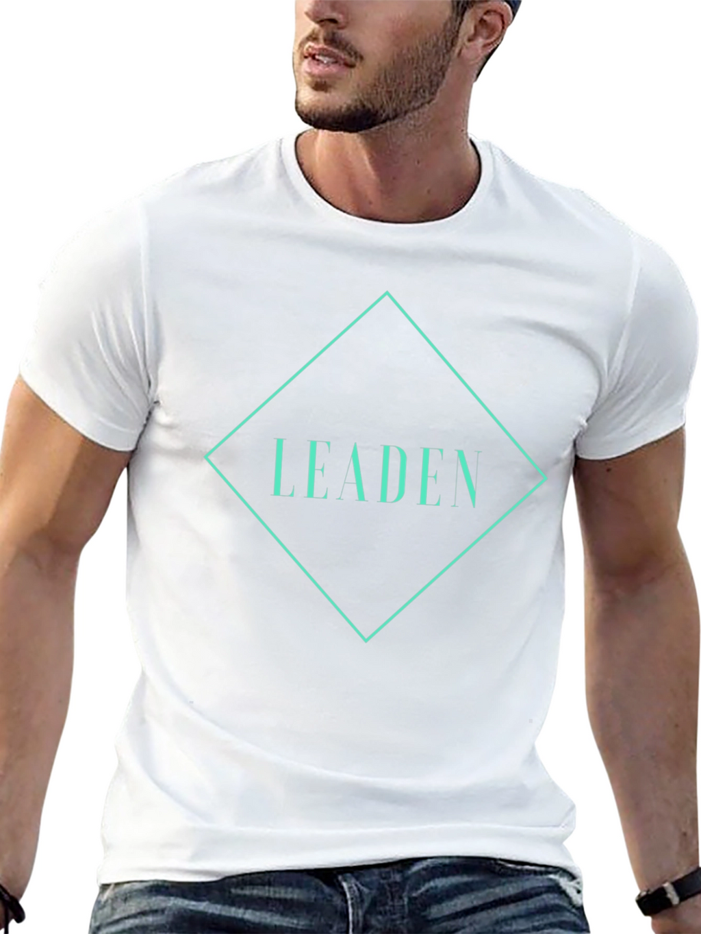 Leaden Graphic Tee - Modern Diamond Design Black T-Shirt
