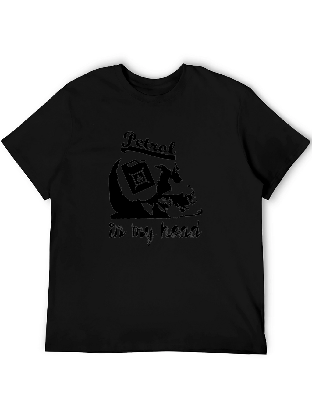 Petrol In My Head Graphic Print Black T-Shirt