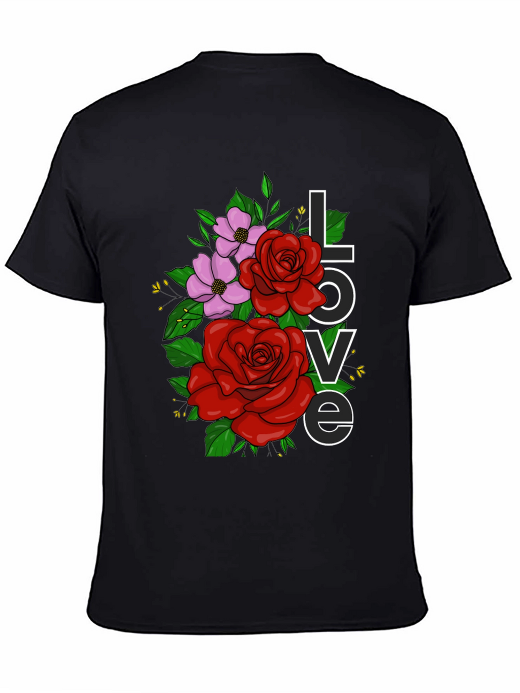 Floral Love Graphic T-Shirt - Black
