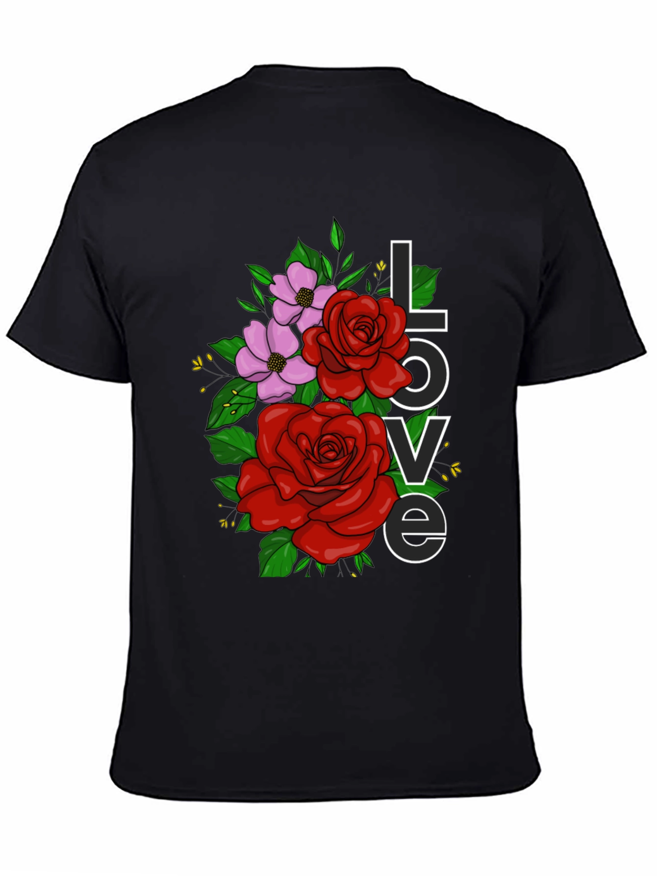 Floral Love Graphic T-Shirt - Black
