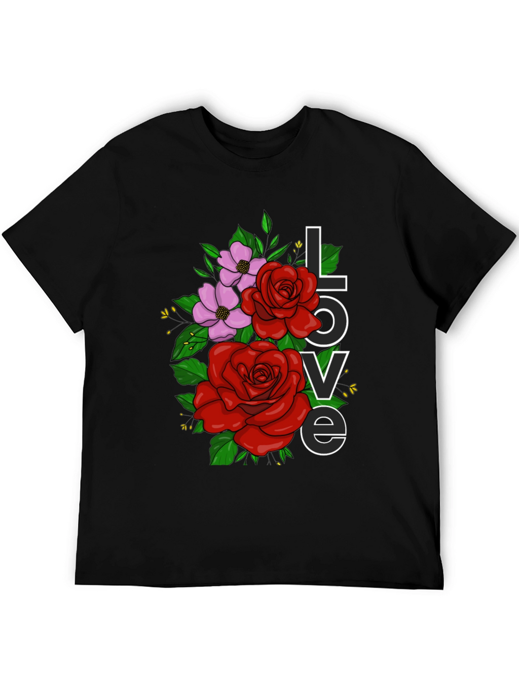 Floral Love Graphic T-Shirt - Black