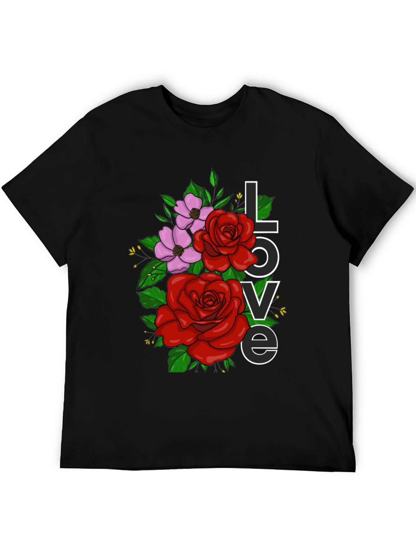 Floral Love Graphic T-Shirt - Black
