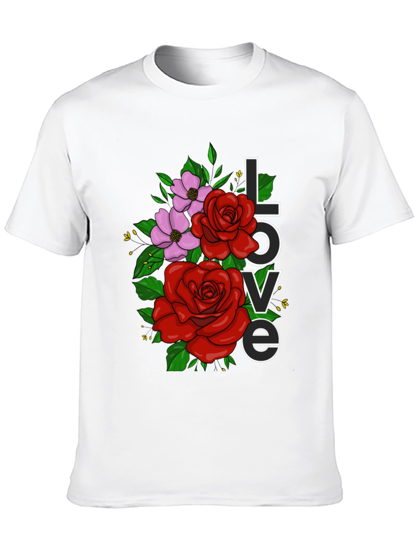 Floral Love Graphic T-Shirt - Black