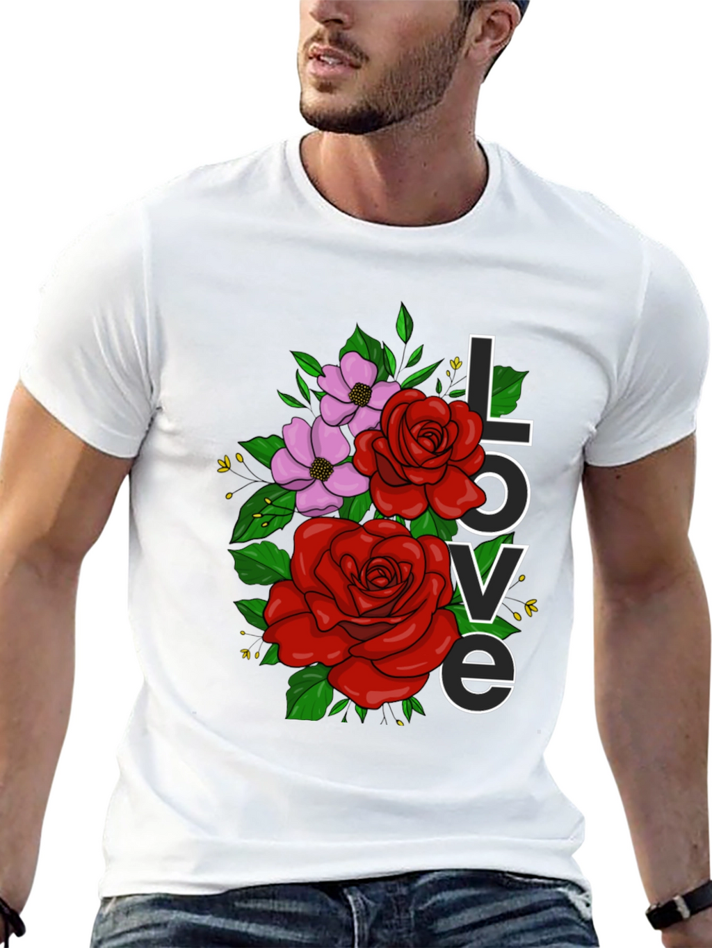 Floral Love Graphic T-Shirt - Black