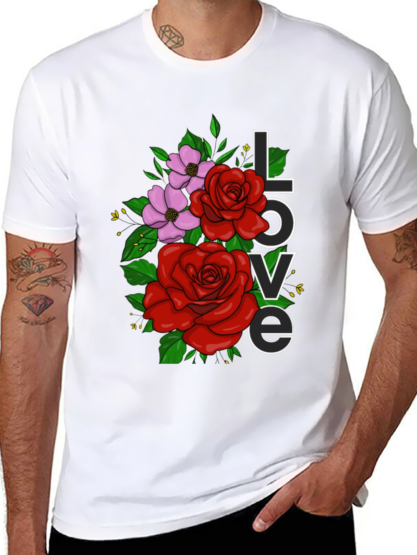 Floral Love Graphic T-Shirt - Black