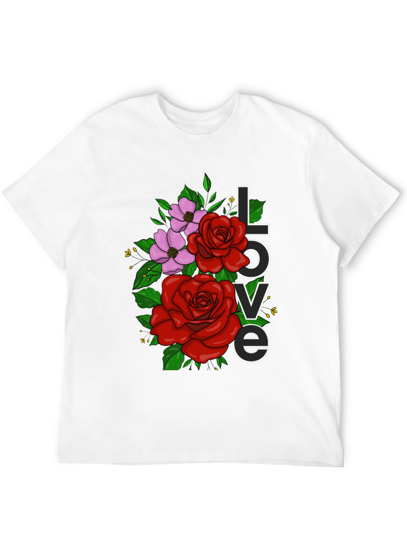 Floral Love Graphic T-Shirt - Black