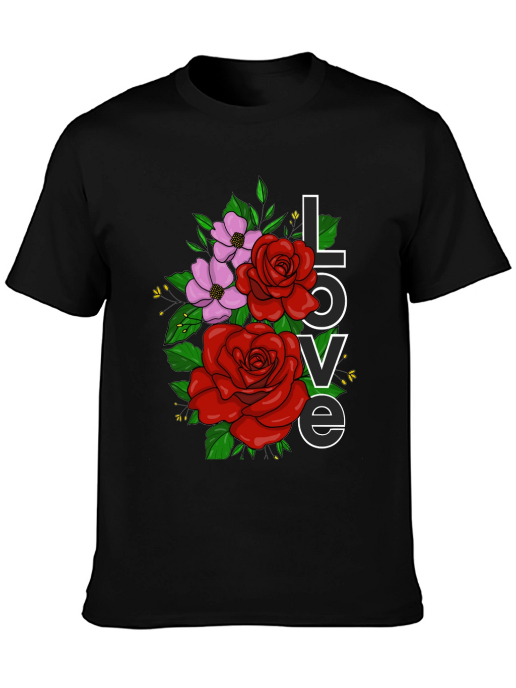 Floral Love Graphic T-Shirt - Black