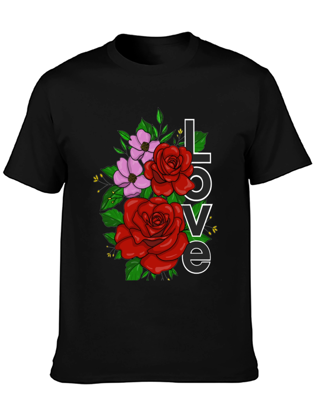 Floral Love Graphic T-Shirt - Black