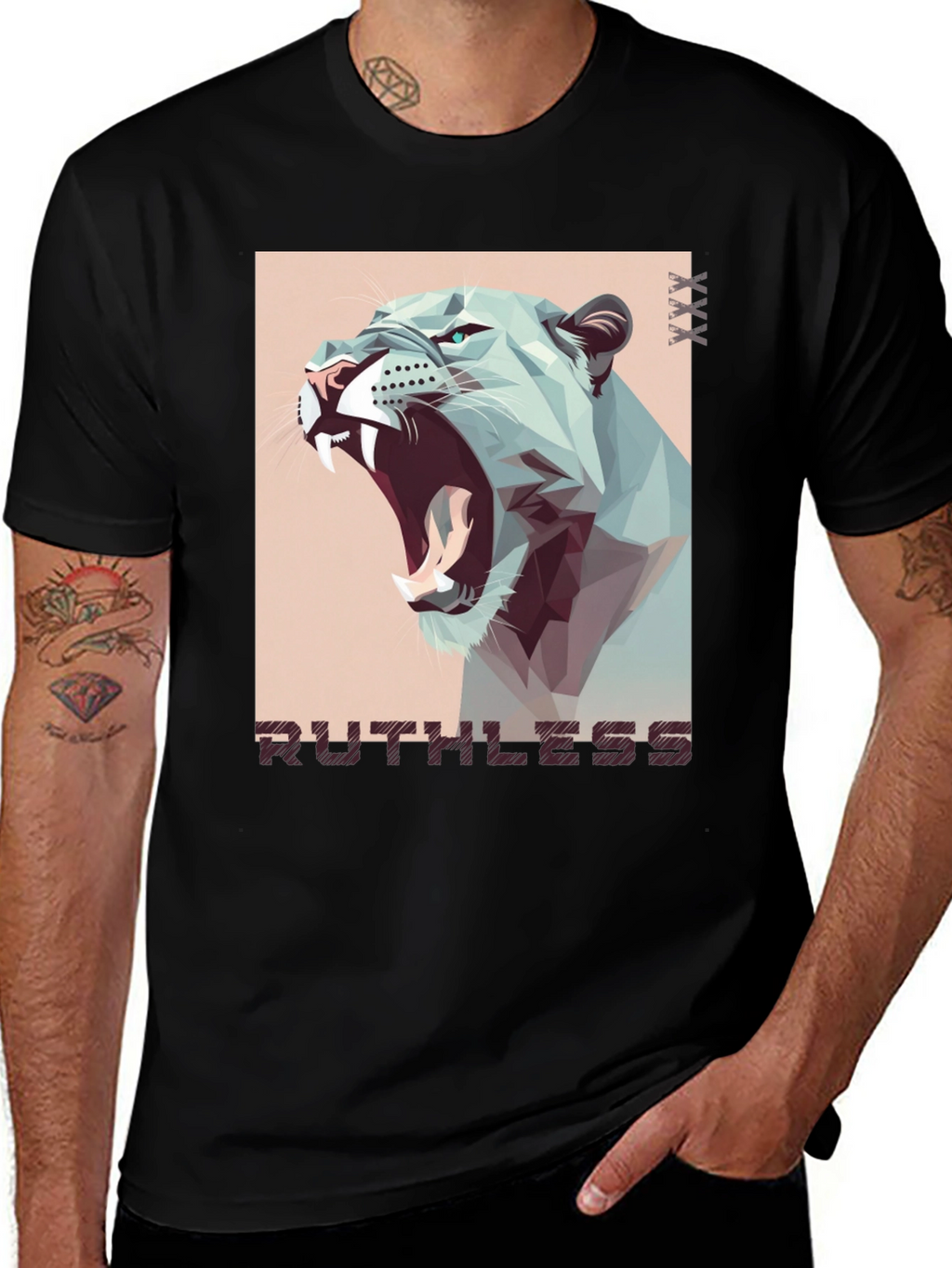 Ruthless Lion Graphic Tee - Mens Black T-Shirt