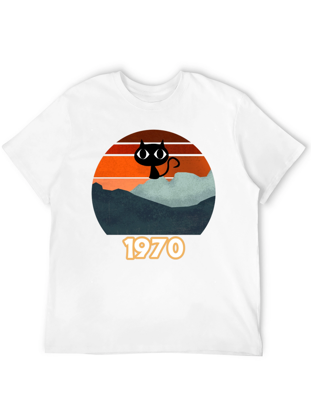 Retro 1970s Black Cat Silhouette T-Shirt