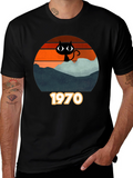 Retro 1970s Black Cat Silhouette T-Shirt