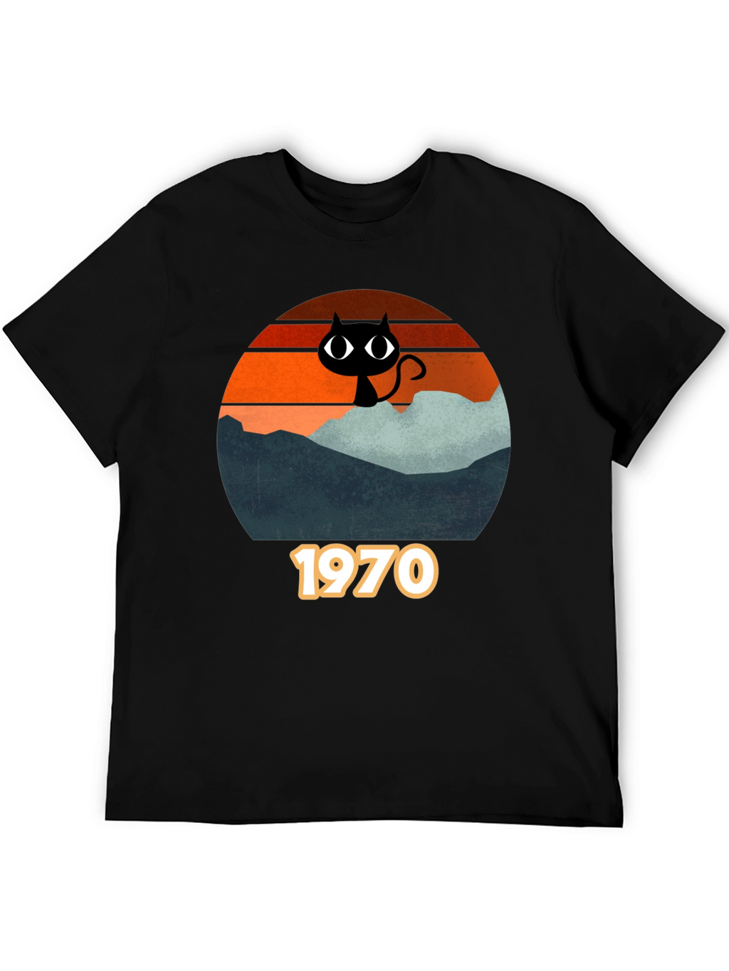Retro 1970s Black Cat Silhouette T-Shirt