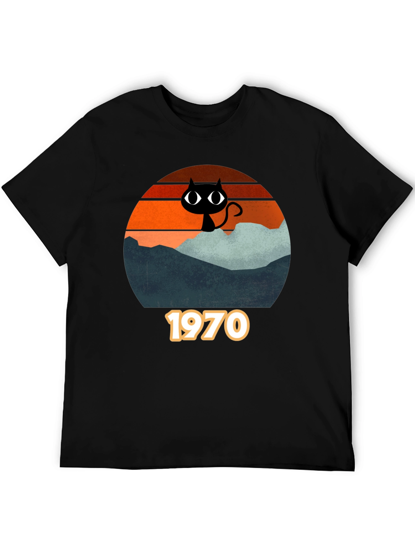 Retro 1970s Black Cat Silhouette T-Shirt