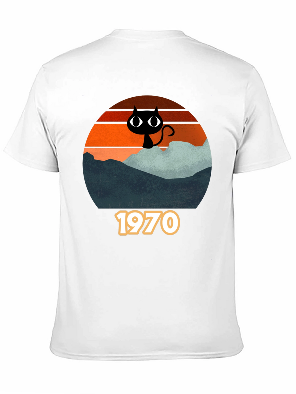 Retro 1970s Black Cat Silhouette T-Shirt