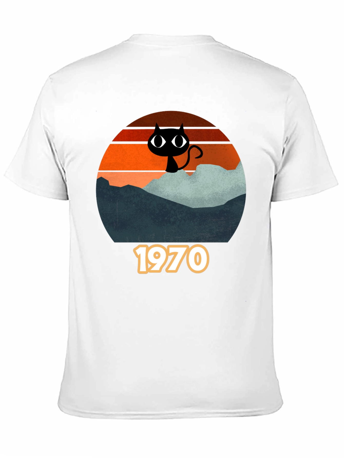 Retro 1970s Black Cat Silhouette T-Shirt
