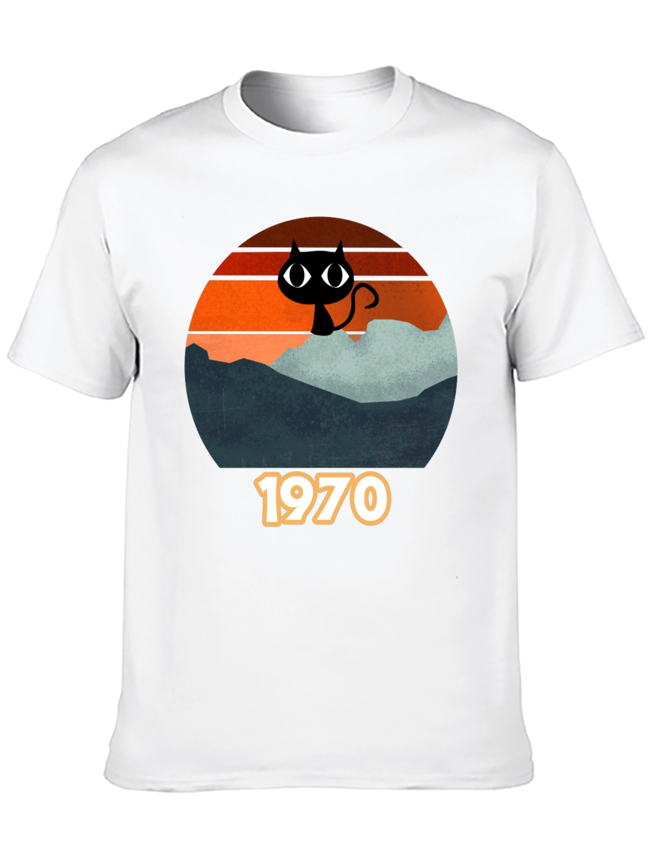 Retro 1970s Black Cat Silhouette T-Shirt