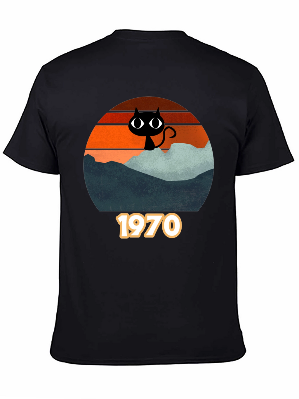 Retro 1970s Black Cat Silhouette T-Shirt