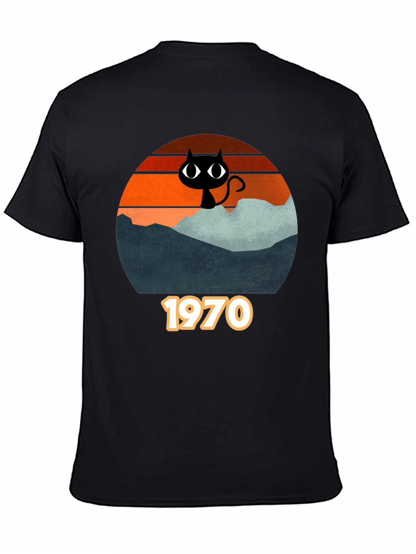 Retro 1970s Black Cat Silhouette T-Shirt