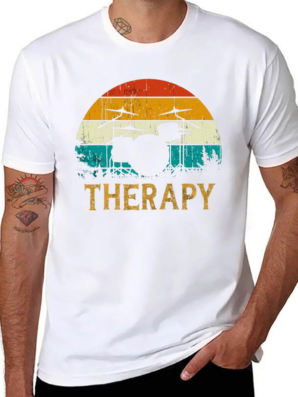 Drum Set Therapy T-Shirt - Music Lovers Tee