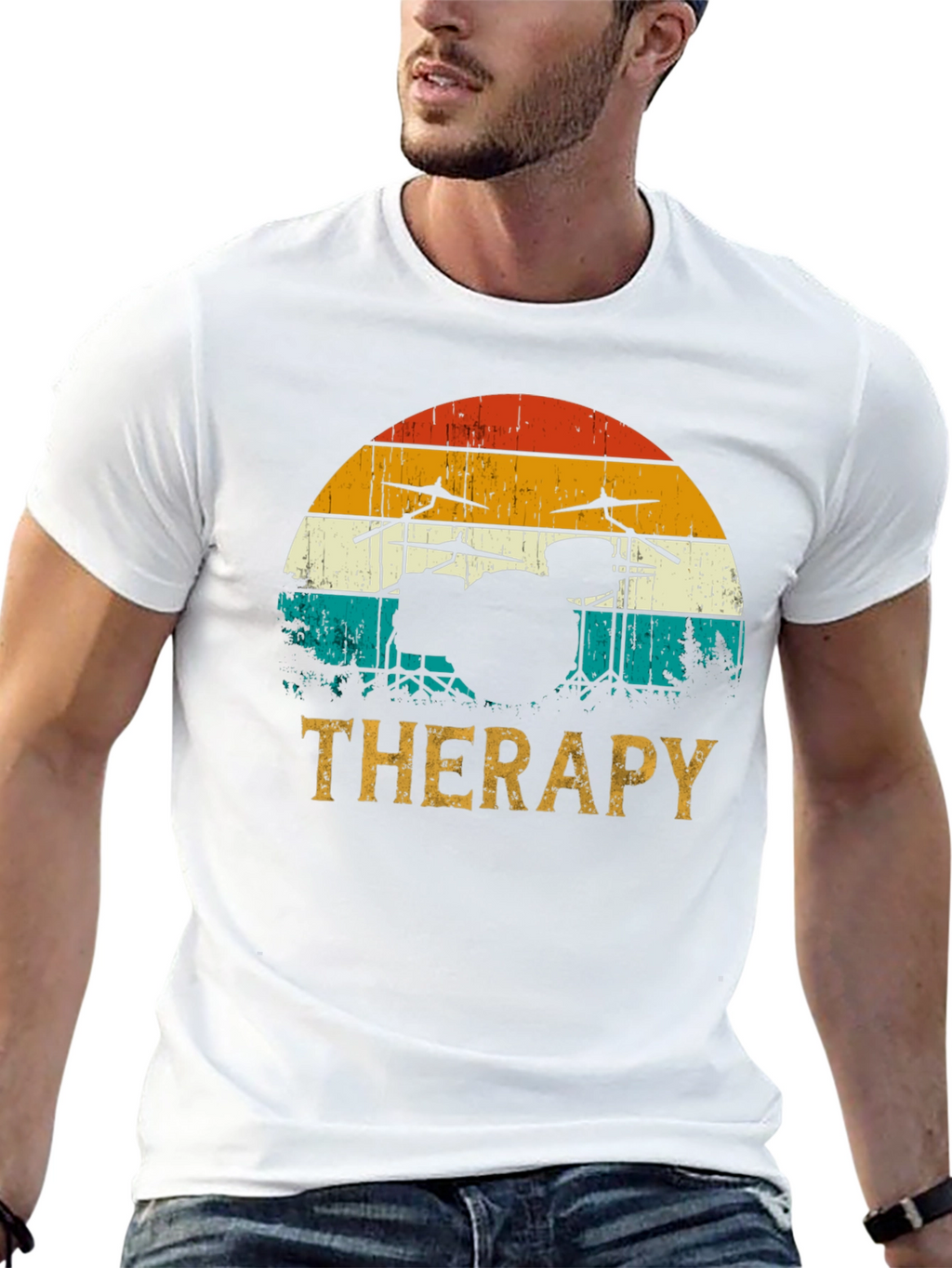 Drum Set Therapy T-Shirt - Music Lovers Tee