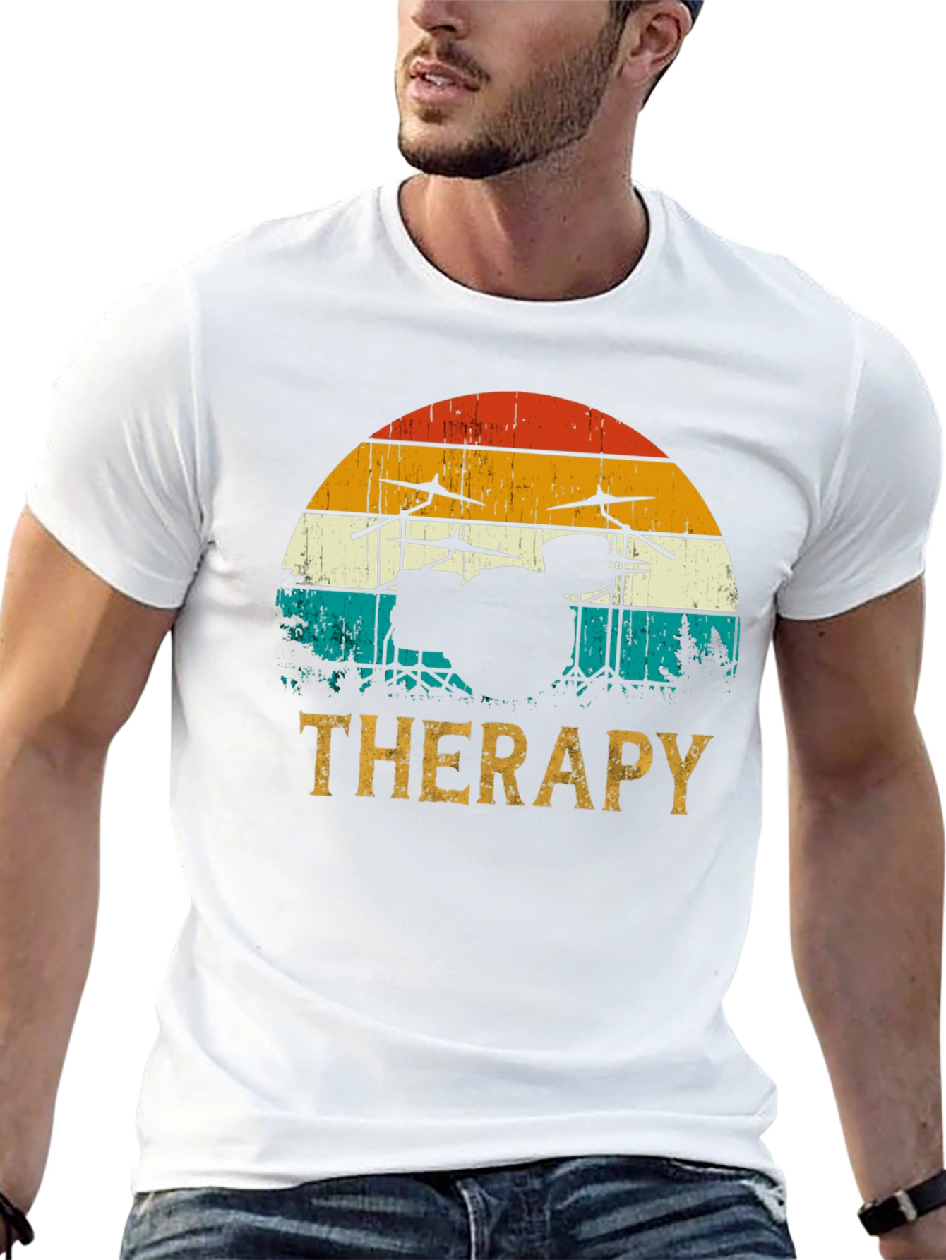 Drum Set Therapy T-Shirt - Music Lovers Tee