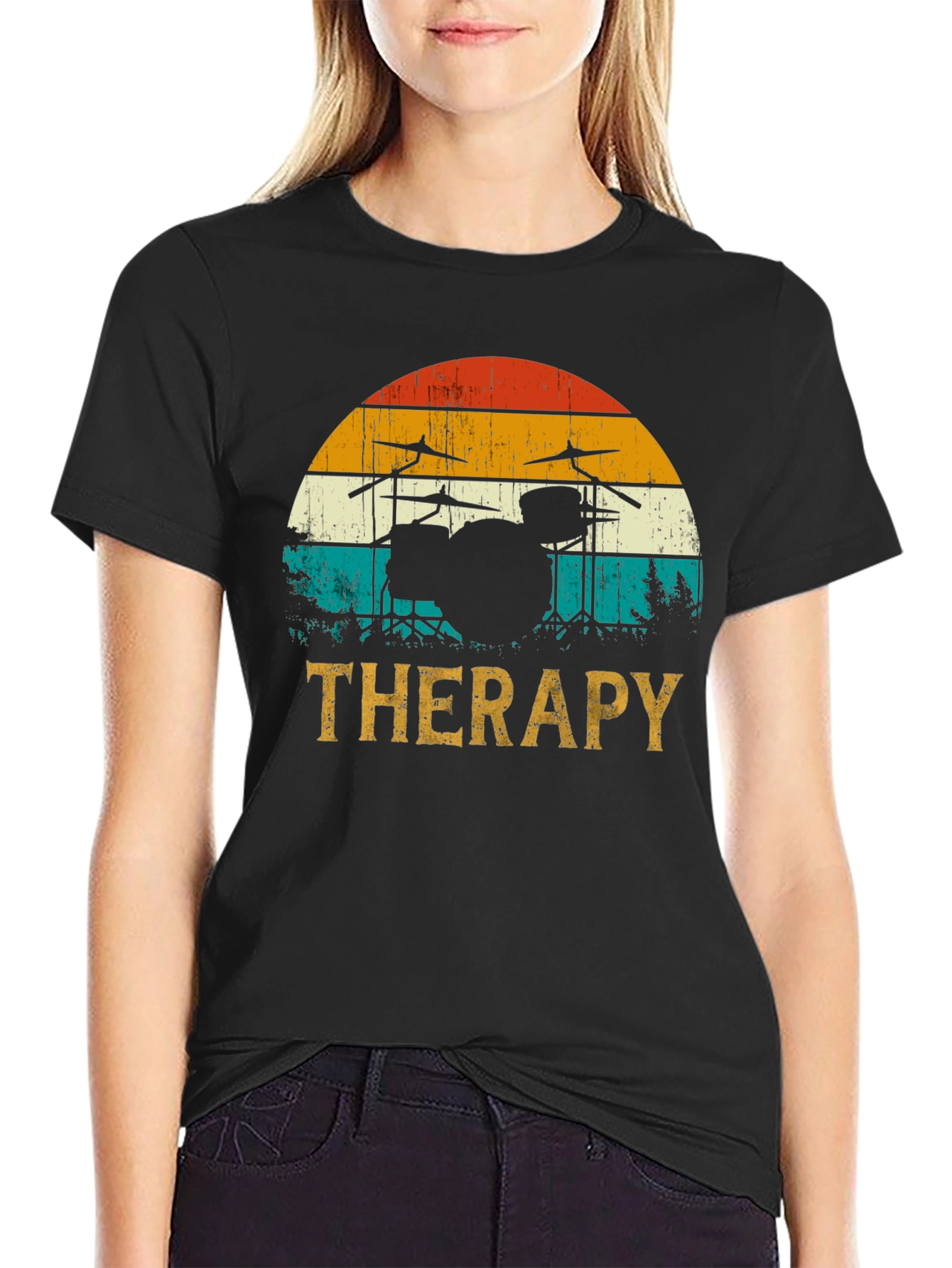 Drum Set Therapy T-Shirt - Music Lovers Tee