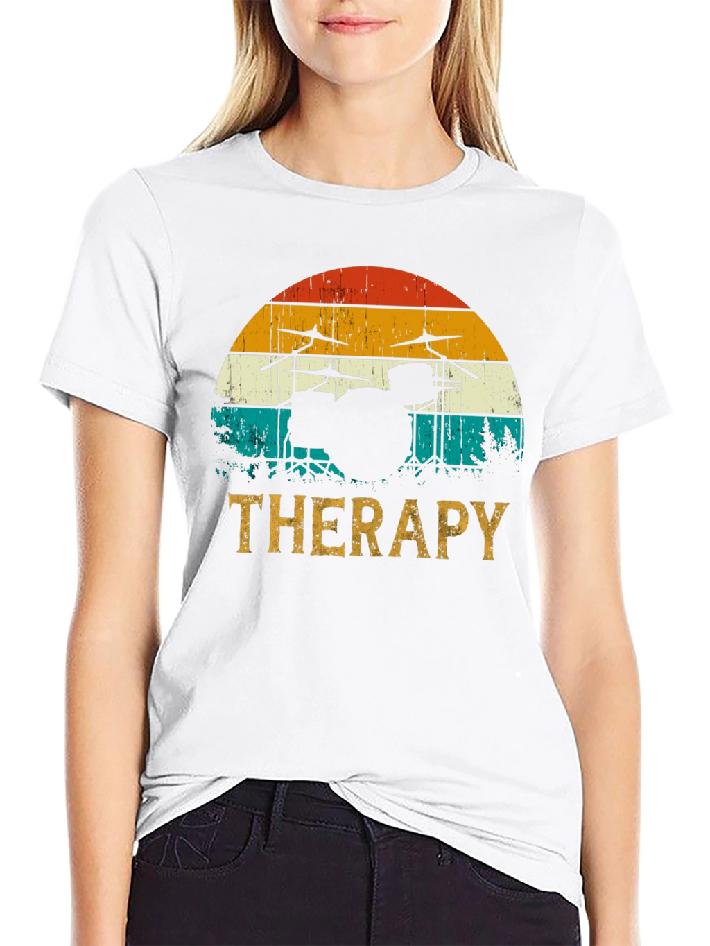 Drum Set Therapy T-Shirt - Music Lovers Tee