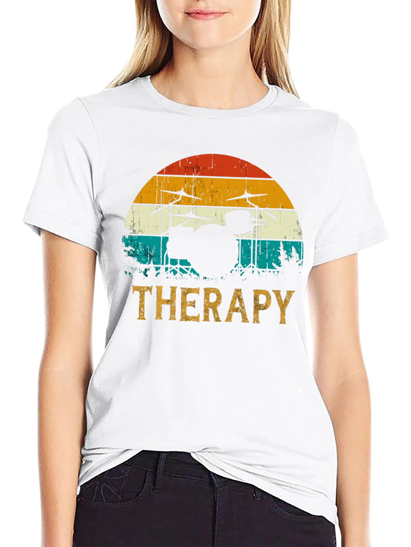 Drum Set Therapy T-Shirt - Music Lovers Tee